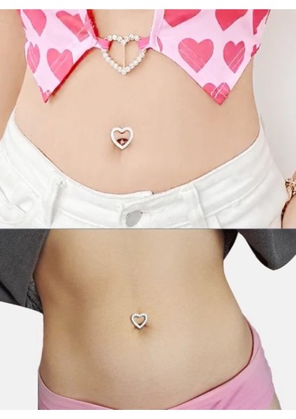 Kalpli Çelik Zirkon Taşlı Göbek Piercing modelleri