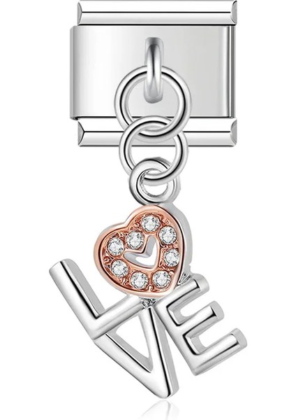 İtalyan Charm Bileklik Diamond Love Charm