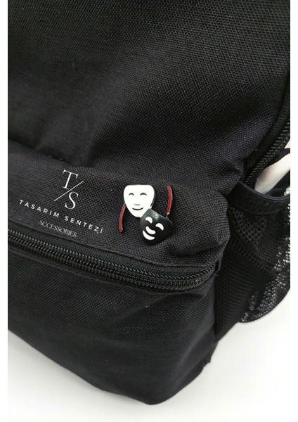 Rozet Metal Broş Yaka Okul Çantası Kıyafet Şapka Takı Aksesuar Tiyatro Maskesi Siyah Beyaz Rosette modelleri