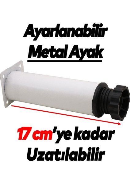 Ayarlanabilir Mobilya Kanepe Baza Koltuk Metal Destek Yükseltici Ayağı 15 cm Beyaz Ayakları 4 Adet