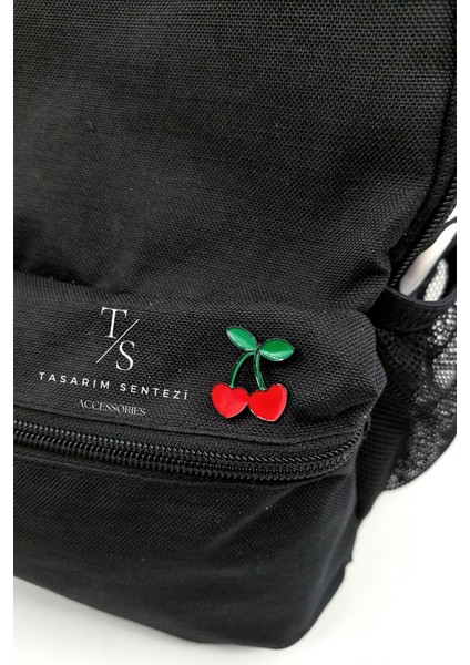 Rozet Metal Broş Yaka Okul Çantası Kıyafet Şapka Takı Aksesuar Kiraz Dal Ikili Meyve Cherry Rosette modelleri