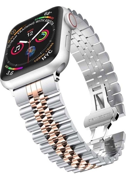 Apple Watch Uyumlu 38-40-41MM Paslanmaz Çelik Rolex Kordon