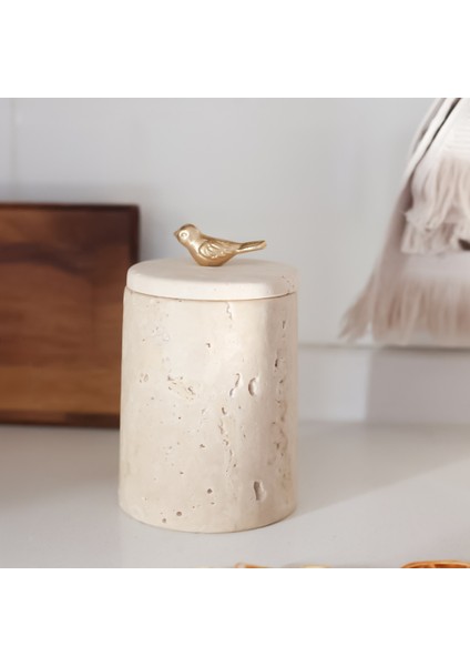 Mermer Traverten Kuş Baharatlık