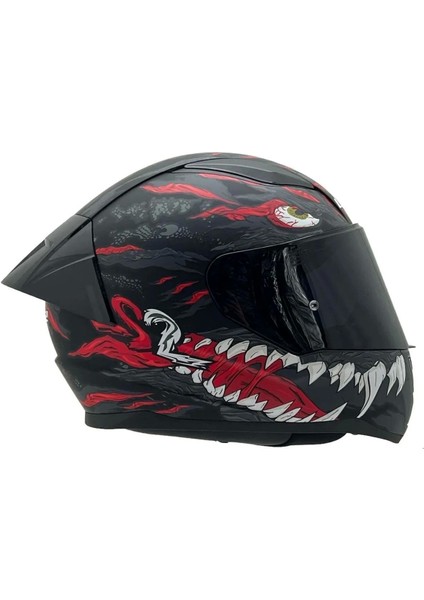 Rapıd 2 Race Kaıju Mat Siyah-Kırmızı Kask