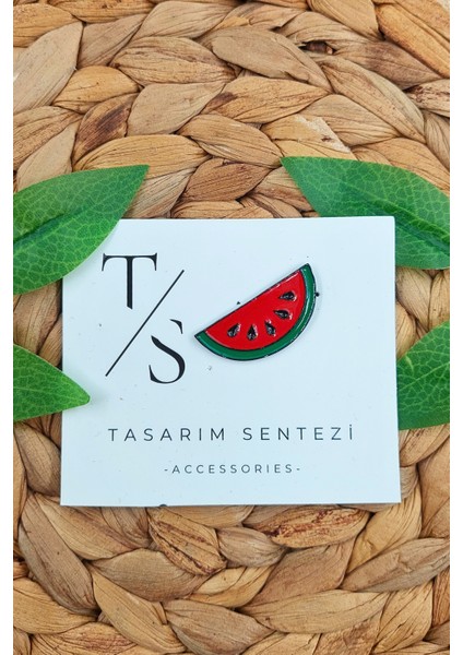 Rozet Metal Broş Yaka Okul Çantası Kıyafet Şapka Takı Aksesuar Karpuz Dilimi Meyve Watermelon Rosett