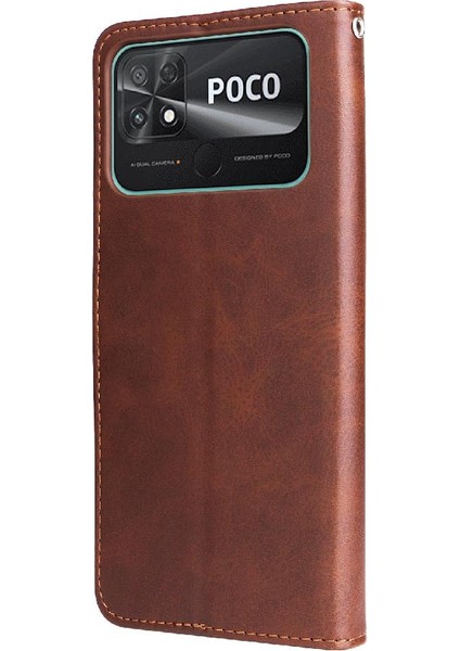 Xiaomi Poco C40 Fermuar Deri Koruyucu Kapak Kart Yuvası Tutucular (Yurt Dışından)