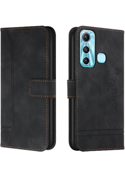 Infinix Sıcak 11 Flip Folio Cüzdan Için Telefon Kılıfı El Kayışı Pu Deri Kart (Yurt Dışından)