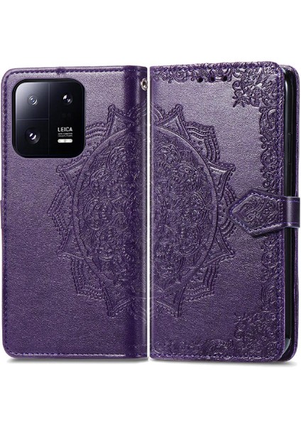 Xiaomi 13 Için Kılıf Pro Darbeye Zarif Desen Kapak Çevirin Deri (Yurt Dışından)