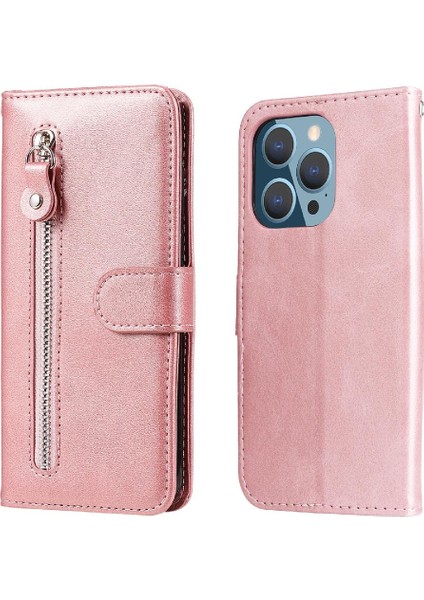 Iphone 12 Için Kılıf Pro Max Deri Fermuar Koruyucu Kapak Kart Yuvası (Yurt Dışından)