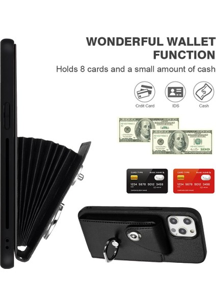 Iphone 13 Için Kılıf Pro Max Deri Kart Yuvası Sahipleri Koruyucu Kapak (Yurt Dışından)
