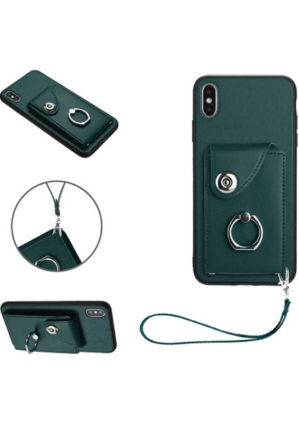 Iphone X/xs Koruyucu Kapak Deri Kart Yuvası Tutucular El Kayışı (Yurt Dışından)