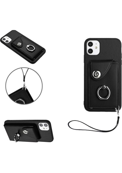 Iphone 11 Için Kılıf Koruyucu Kapak Deri Kart Yuvası Tutucular El Kayışı (Yurt Dışından)