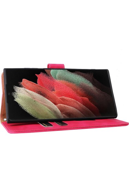 Kart Tutucu Kickstand Tam Kapak ile Samsung Galaxy S22 Ultra Için Kılıf (Yurt Dışından)