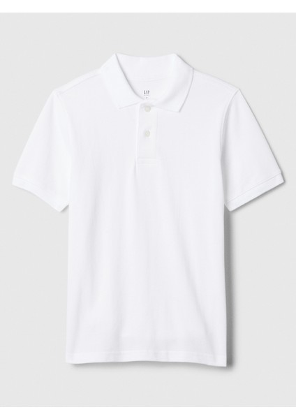 Erkek Çocuk Beyaz Gap Logo Piqué Polo Yaka T-Shirt