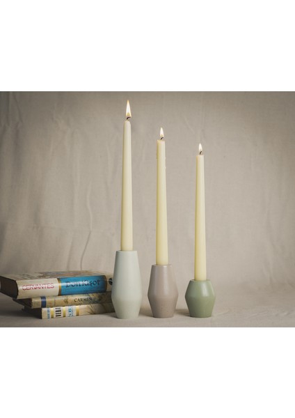 3'Lü Minimal Beton Şamdan - El Yapımı Dekoratif Şamdan Seti