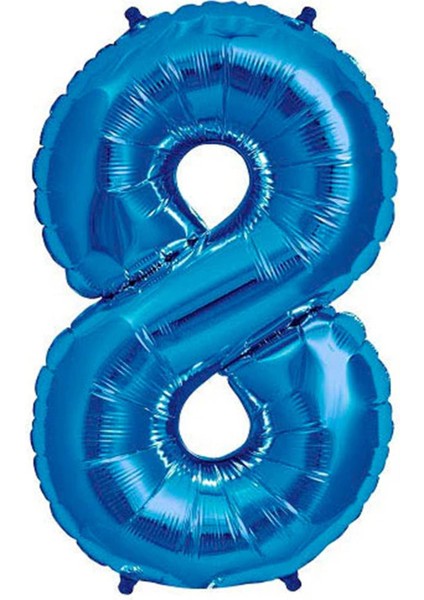 8 Rakam Mavi Folyo Balon 34 Inç 76-82 Cm