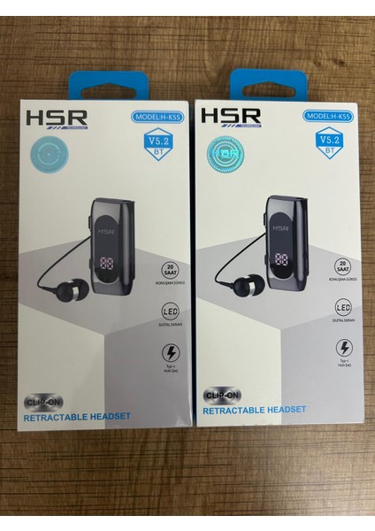 H-K55 20 Saat Konuşma Süreli Digital Ekranlı Çekmeli Bluetooth Kulaklık
