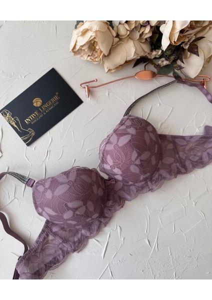 Jasmine Askıları Parlak Taşlı Hafif Destekli Dantelli Soft Cup Ithal Sütyen (B-C Cup)