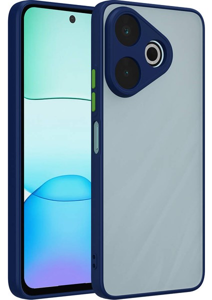 Xiaomi Redmi 13 4g Uyumlu Kılıf Silikon Renkli Şerit Tasarımlı Kamera Korumalı Hux Kapak, Lacivert