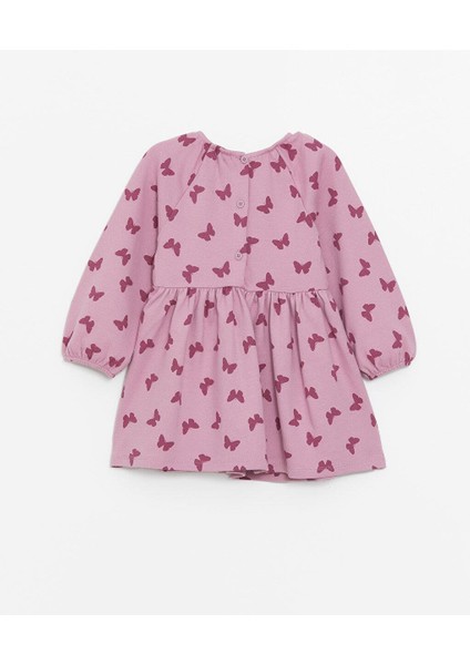 Bisiklet Yaka Uzun Kollu Baskılı Kız Bebek Elbise fiyatları