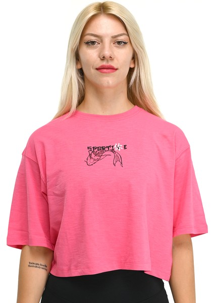 Aki Kadın Pembe Günlük Stil T-Shirt 24YKTL18B13-PMB
