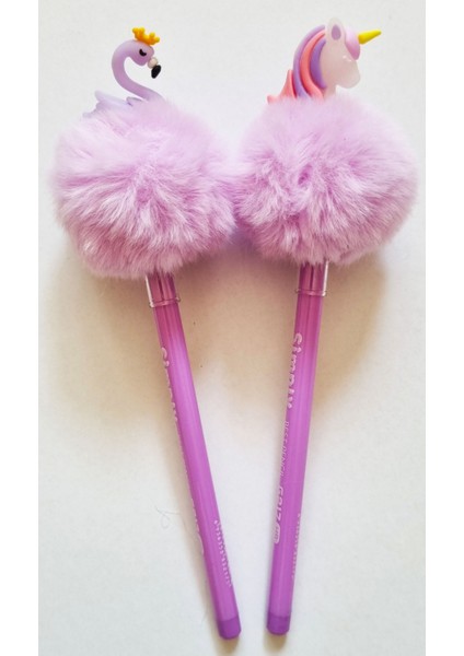 2'li Ponpon Yumurtlayan Kalem Unicorn Flamingo Başlı Renk Seçenekli