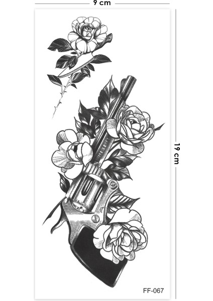 Gül ve Silah Dövmesi Geçici Dövme Unisex Tattoo fiyatları