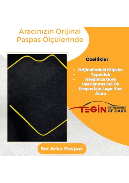 Renault Clio 3 2005-2011 Prime Siyah Halı Sarı Kenar Halı Paspas