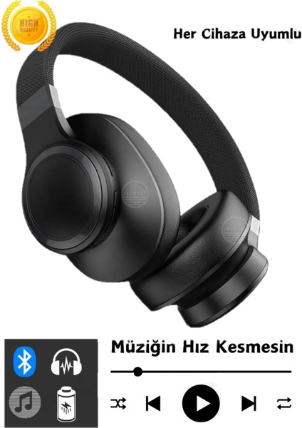 Kulak Üstü 5.1 Wireless Bluetooh Aux Girişli Hafıza Kartlı Stereo Kulaklık