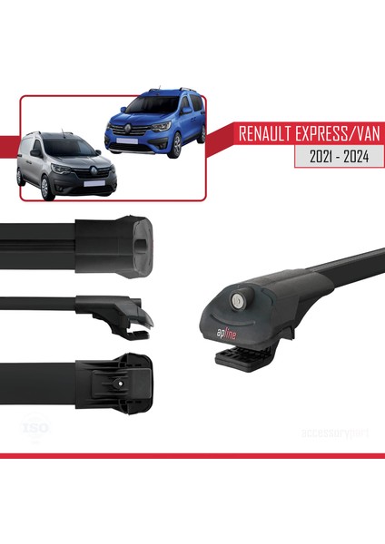 Renault Express 2021 ve Sonrası ile Uyumlu Ace-1 Ara Atkı Tavan Barı Siyah 3 Adet Bar modelleri