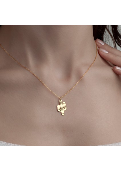 Kadın Gümüş Kolye Kaktüs Temalı Kolye ,925 Ayar Gümüş Kolye, Gümüş, Rose Gold, Altın Kaplama Kolye indirimleri