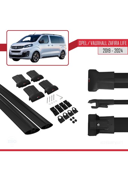 Opel / Vauxhall Zafira Life 2019 ve Sonrası ile Uyumlu Fly Model Ara Atkı Tavan Barı Siyah indirimleri