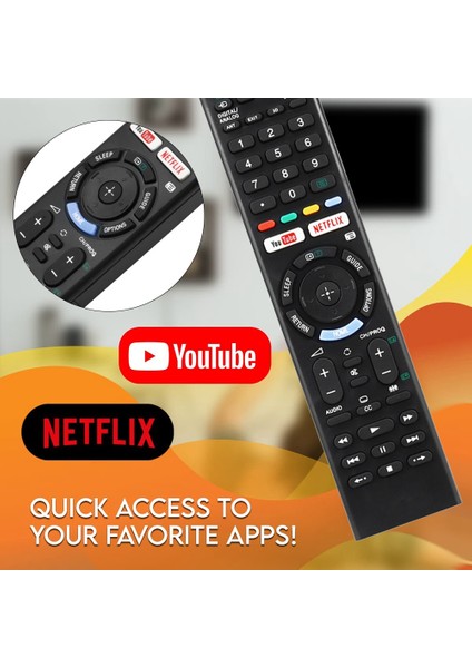 Sony Bravia Tv Için Yedek RMT-TX300E Uzaktan Kumanda KD43X7000E KD-43X7000E KD43X7000F, Netflix ve Youtube Anahtarları ile (Yurt Dışından)