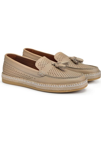 Bej Bağcıksız Yazlık Ayakkabı -13411-