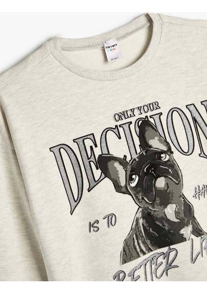 Sweatshirt Köpek Baskılı Bisiklet Yaka Uzun Kollu modelleri