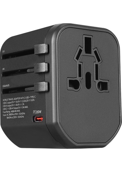 SL-WL20PD 2*usb 2.4A + Pd 20W Yedek Akım Sigortalı 100-240V Universal Çevirici Priz Adaptör
