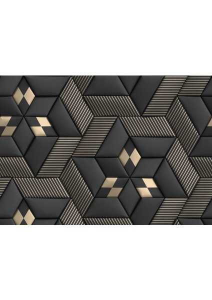 Siyah Geometrik Desen Temalı Tek Parça Duvar Kağıdı fiyatları