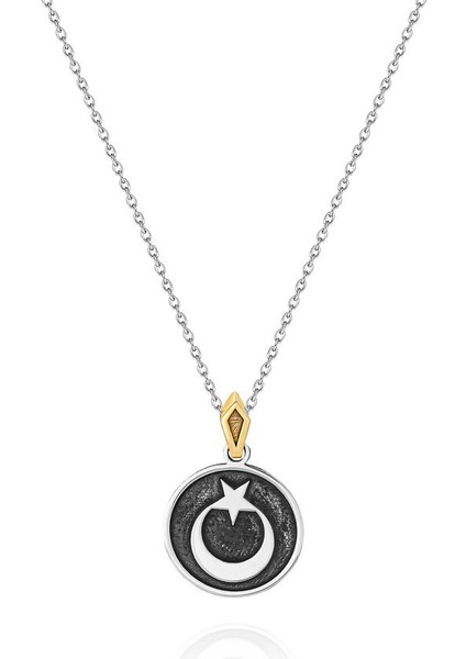 Teşkilat Dizisi Yuvarlak Ay Yıldız Kolye Kadın 925 Ayar Gümüş