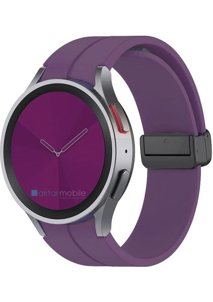 Samsung Galaxy Watch 7 40 / 44 mm Silikon Kordon Magnetik D Tokalı Spor Kayış Mıknatıslı Toka