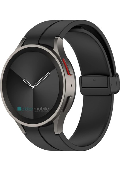 Samsung Galaxy Watch 7 40 / 44 mm Silikon Kordon Magnetik D Tokalı Spor Kayış Mıknatıslı Toka