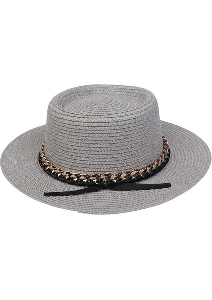 Püskül Hasır Şapka Bayanlar Yaz Plaj Şapka Güneşlik Güneş Koruyucu Şapka (Yurt Dışından)