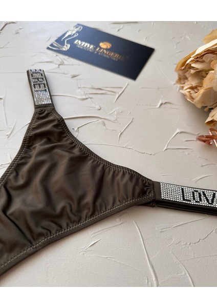 Doja Yoğun Taşlı Love Secret Yazılı Ağı Pamuklu Ithal Saten Tanga fırsatları