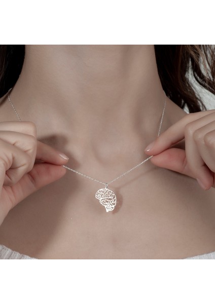 Kadın Gümüş Kolye Beyin Figürlü Kolye ,925 Ayar Gümüş Kolye, Gümüş, Rose Gold, Altın Kaplama Kolye indirimleri