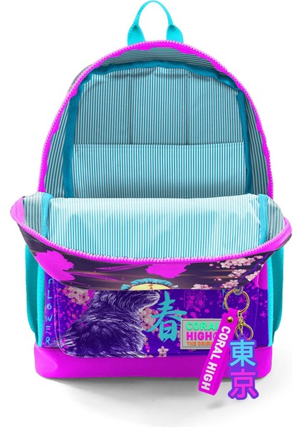 Kids Mor Pembe Anime Kedi Desenli Okul Sırt Çantası 23753 fırsatları