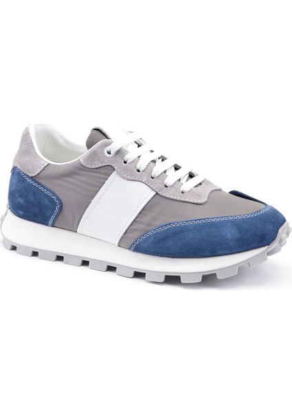 Mavi-Gri Bağcıklı Sneaker -20611-