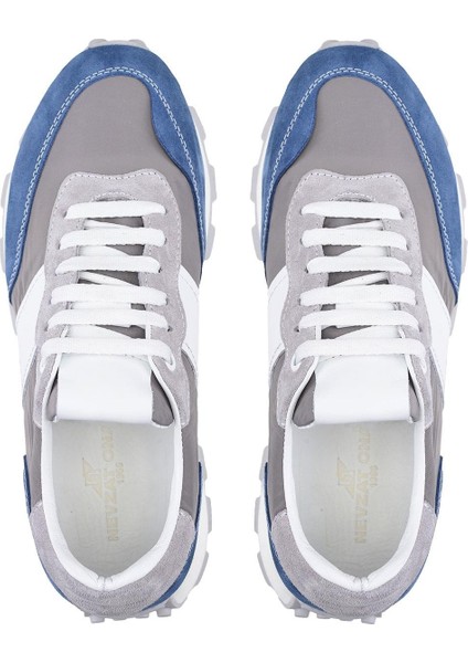 Mavi-Gri Bağcıklı Sneaker -20611-