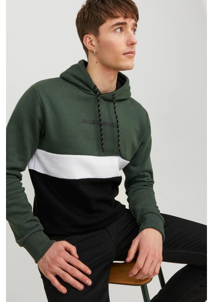 Essentials Jjereid Renk Bloklu Kapüşonlu Sweat Erkek Sweat 12233959