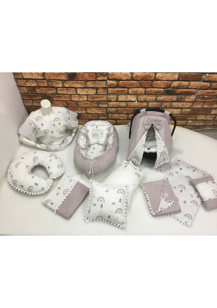 Lavanta Çok Amaçlı Babynest , Puset Örtüsü ve Minderi , Alt Açma ve Battaniye, Nevresim Takımı 15'li Set