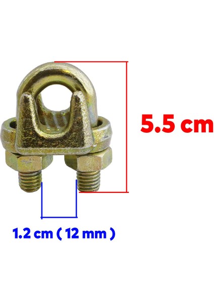 Çelik Halat Sıkma Sabitleme Klemensi 12 mm Iskota Ipi Sıkma Bağlama Somunlu A Tipi Kelemens 4 Adet