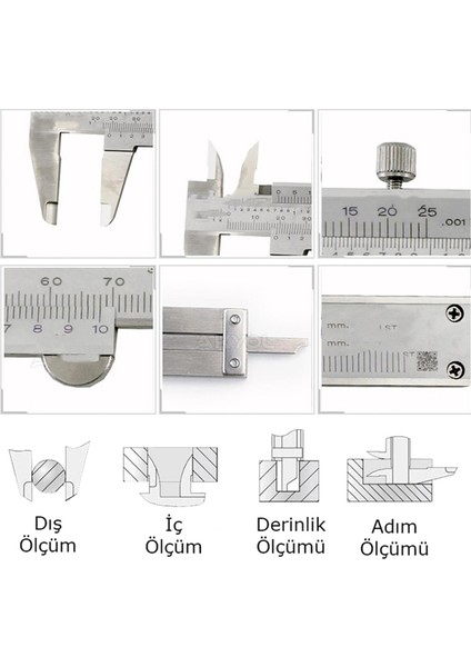 Mekanik Manuel Metal Kumpas Metal Çene 150 mm Kutulu Hassas Iç Dış Derinlik Ölçüm Aleti indirimleri